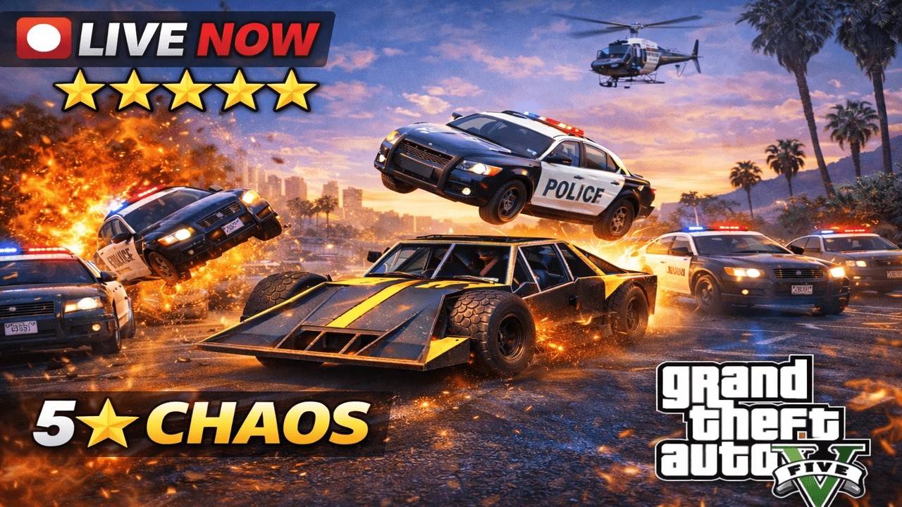 🔴 GTA 5 CHAOS LIVE 😈 | 5⭐ Police Chase & Ramp Buggy Madness (Mods)