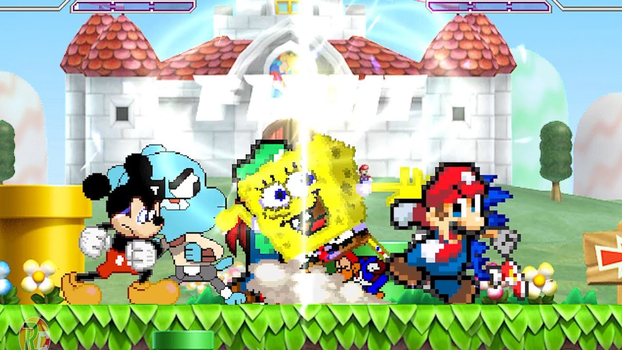 Gumball, Mickey Mouse, SpongeBob & Woody Woodpecker  vs  Mario, Sonic, Luigi & Knuckles | best of 3