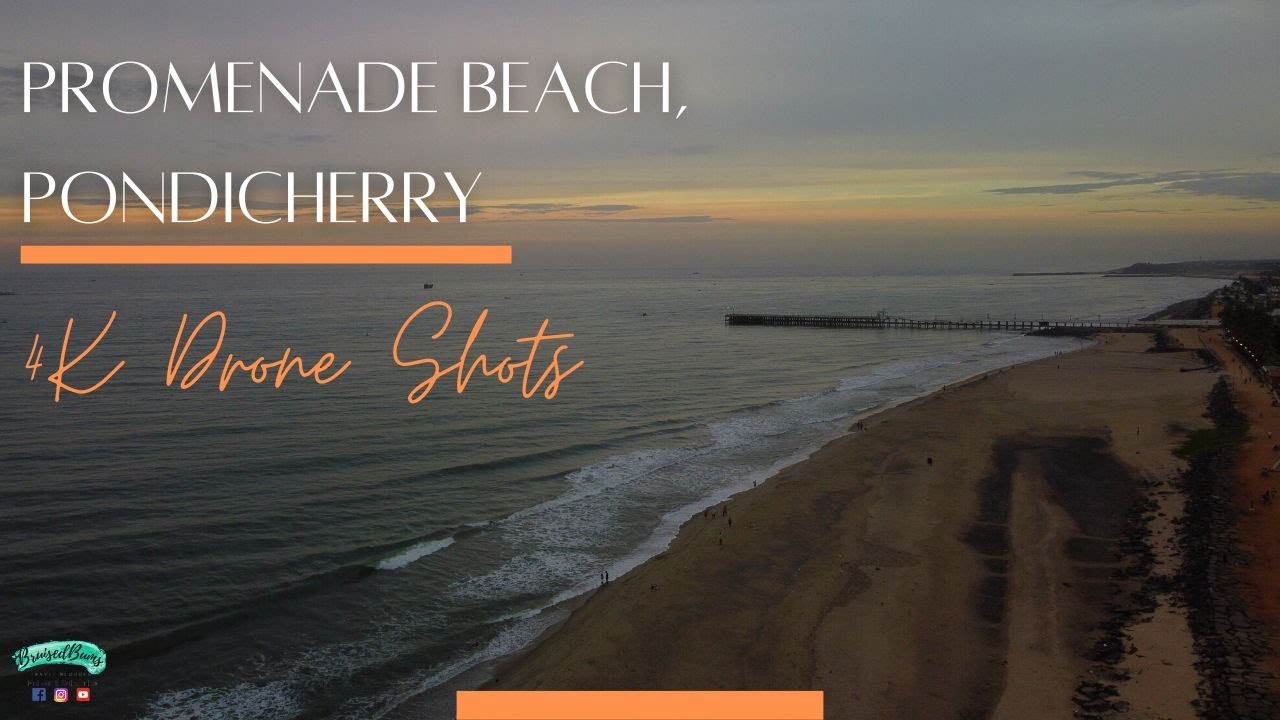 Promenade Beach | Rock Beach | Pondicherry | 4k Drone Shots | Sunrise