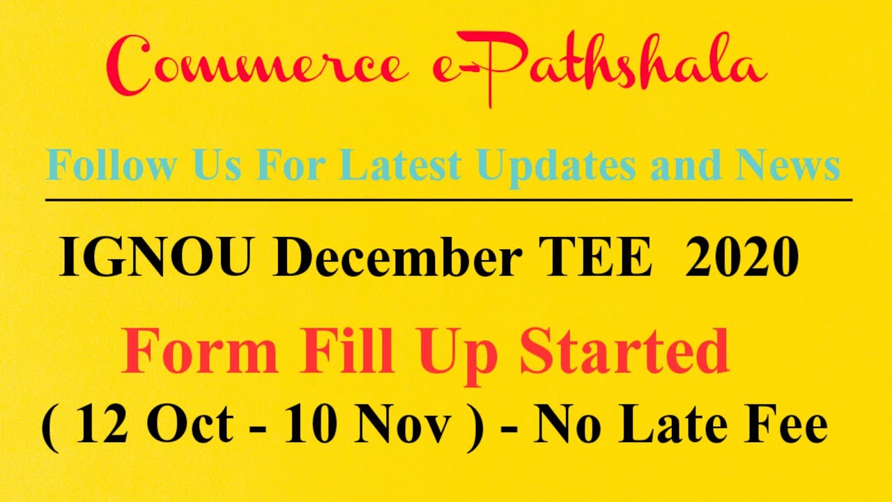 IGNOU December TEE 2020 Form Fill Up I