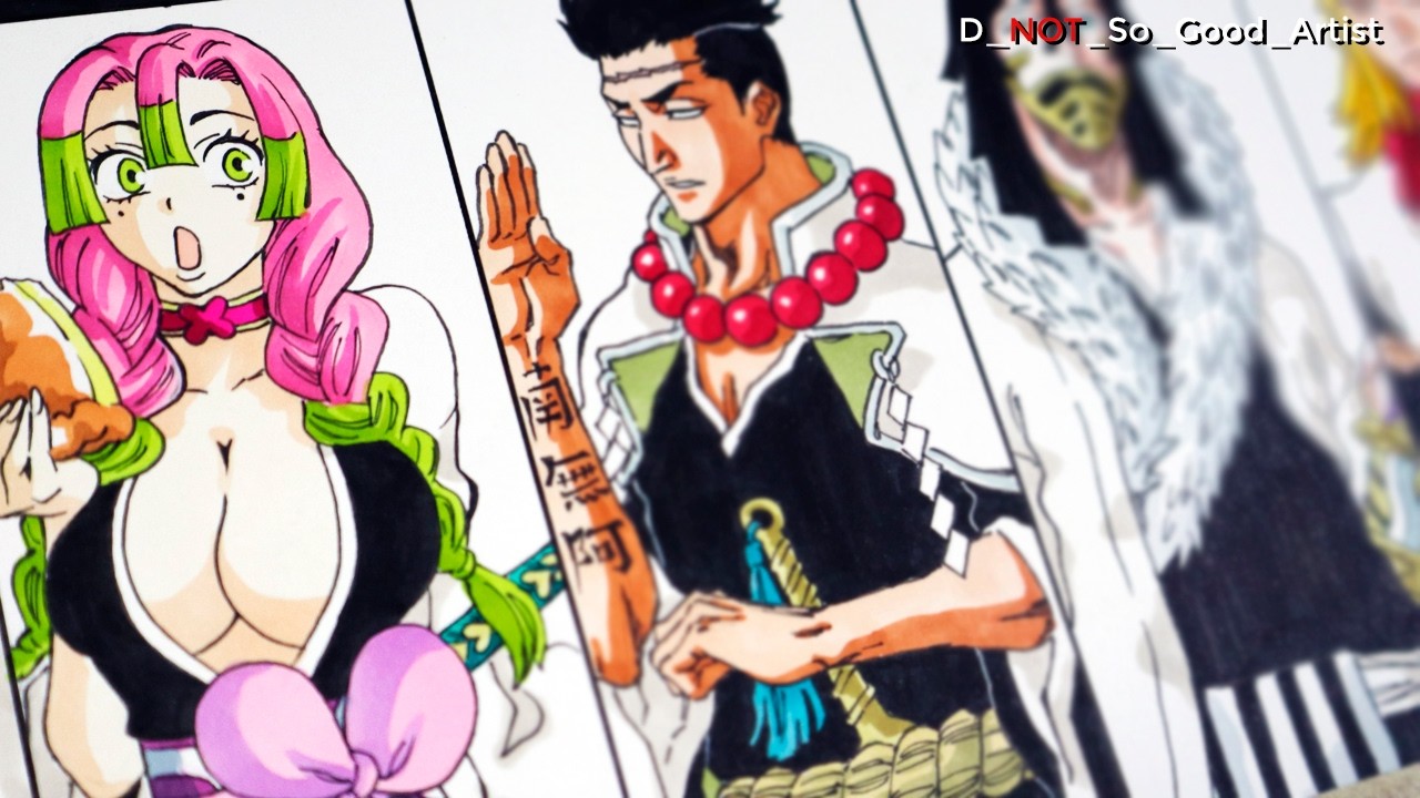 Drawing Demon Slayers / Hashiras as Gotei 13 Captains | Kimetsu No Yaiba 鬼滅の刃 X Bleach