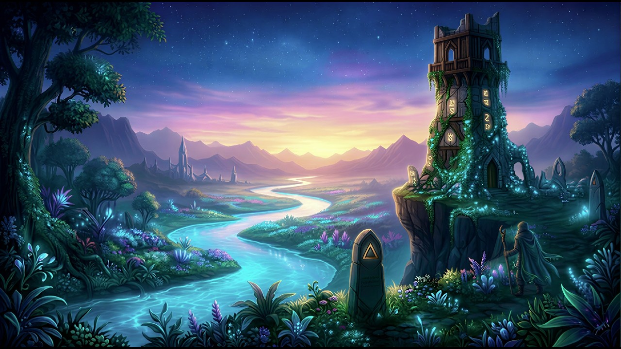 Lunareth and the River of Starlight | 1 Hour Relaxing Fantasy Music