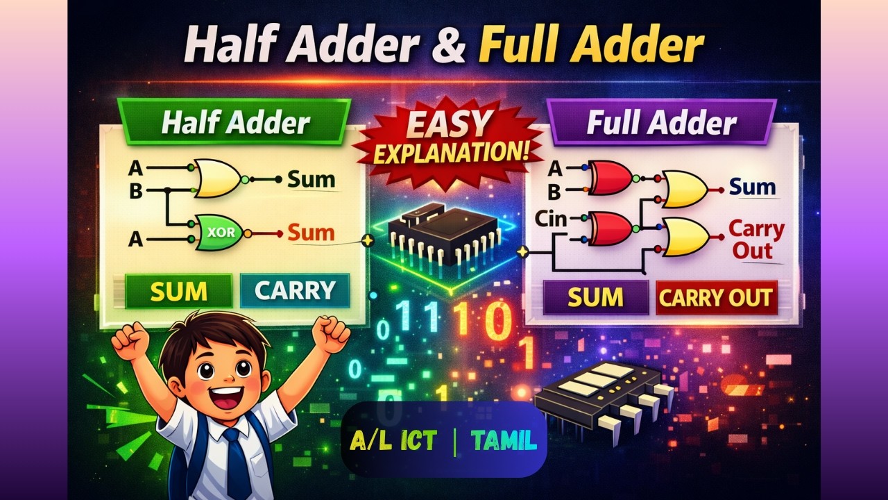 Adders Explained in Tamil | Half Adder & Full Adder Easy Explanation | Sri Lanka A/L ICT