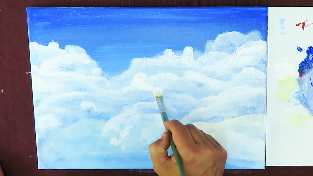 How To Blend A Sky With Acrylics With Clouds My First Attempt!