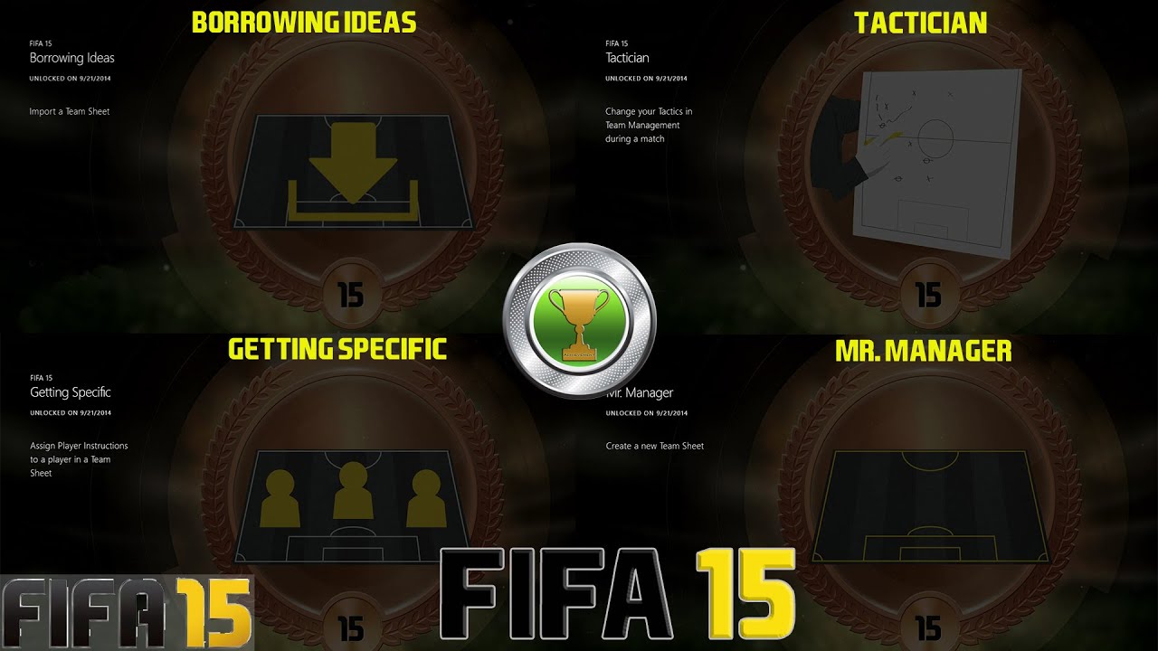 FIFA 15 : Tactician ,  Borrowing Ideas  ,Mr. Manager , Getting Specific  (Achievements)