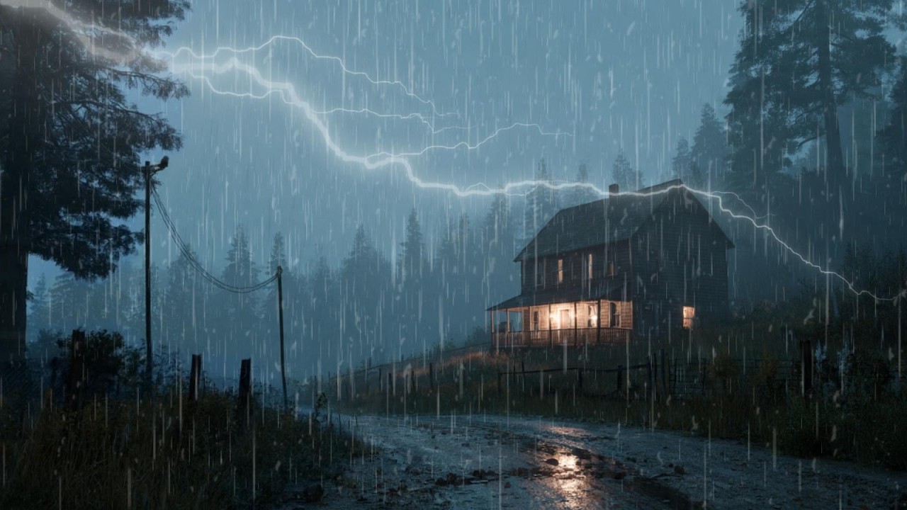 Salinan dari Rain and Thunderstorm at Wooden Cabin | All Night Deep Sleep