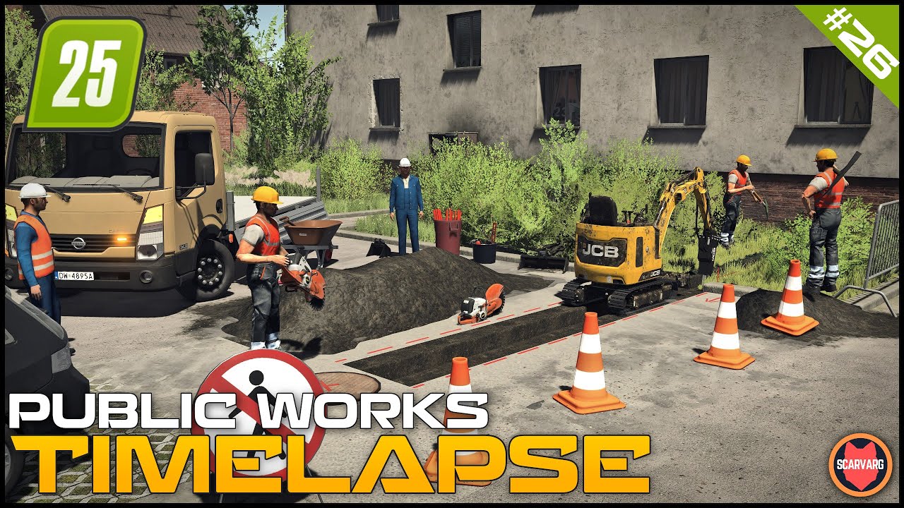 🚧 Рытье траншей для замены старого трубопровода ⭐ FS25 Зелонка Ролевая игра Общественные работы