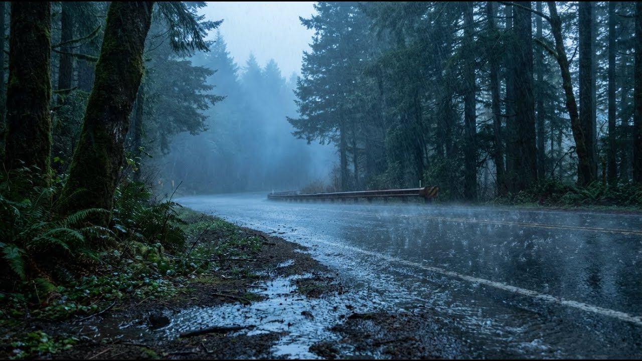 Rain Sounds For Sleeping 99% | Heavy Rain Falling on a Forest Road
