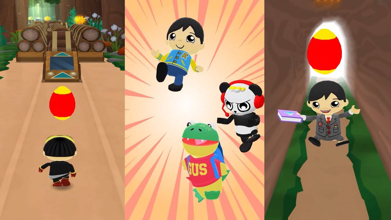 TAG WITH RYAN COMBO PANDA WITH HOVERCRAFT VS VARSITY RYAN AND ACADEMY RYAN EGG SURPRISE GAMEPLAY
