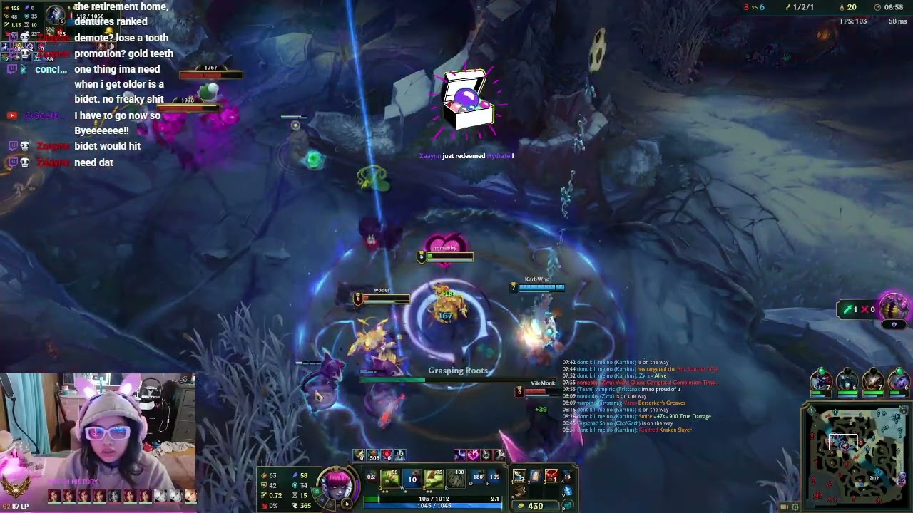 12/08/2025 - Zyra Support - 5/17/29 | 46.6% KP - SOLO Ranked - nomebby#na1 - +25LP Promoted Gold 1