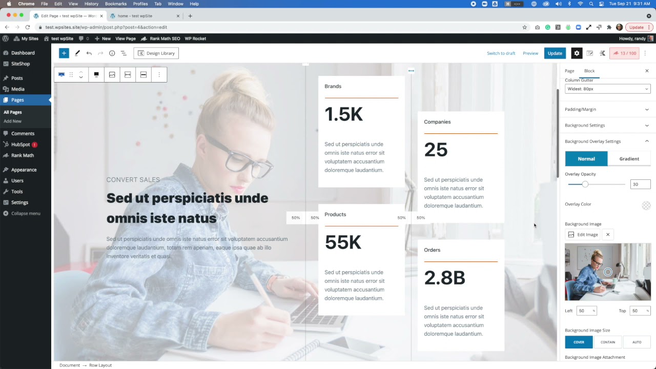Wireframes and Bleeds using Kadence blocks in WordPress