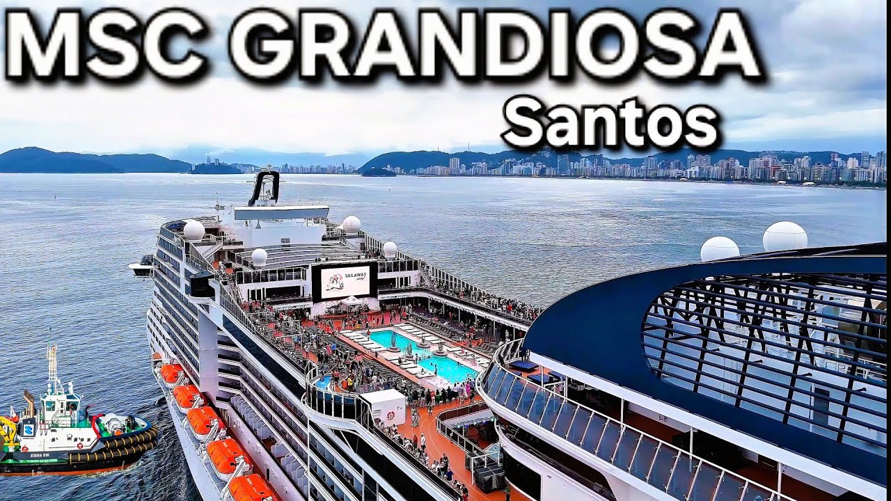 MSC GRANDIOSA  cruzeiro  navio Santos Salvador Buzios @cruzeiros2025  maior #drone #ship