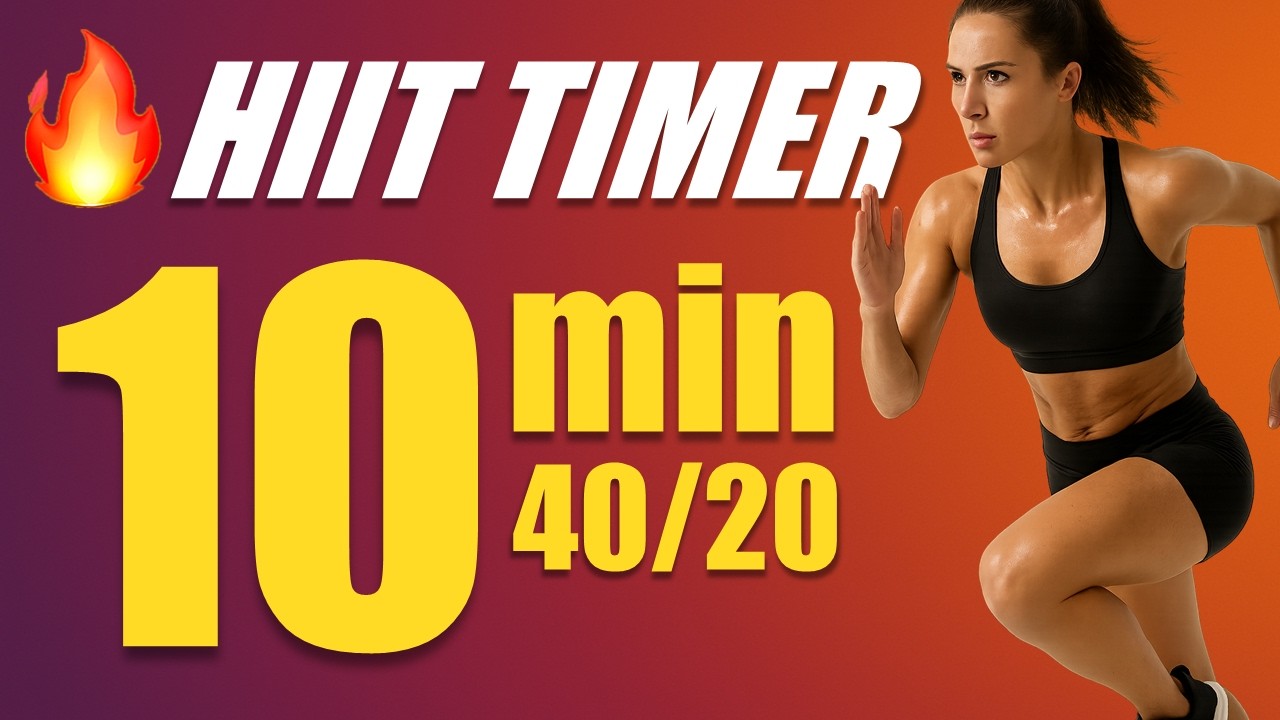 Quick Sweat 🔥 10-Min HIIT Timer | 40s On / 20s Off | Voice Only, No Music