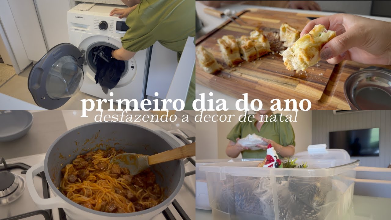 VLOG DO PRIMEIRO DIA DO ANO | lavando roupas, churrasco, desfazendo decor de natal e macarrão fácil