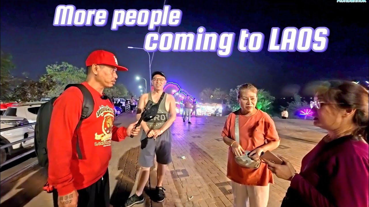 The biggest street food / Lao food festival at the Mekong riverside 