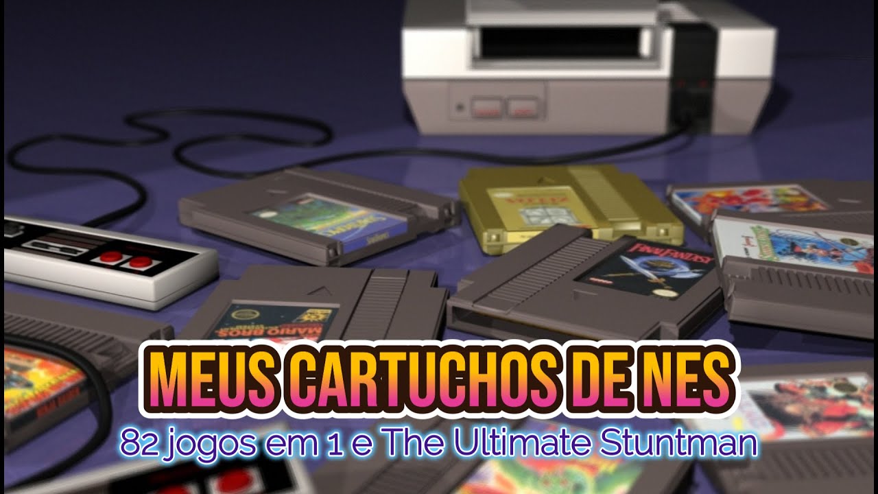 Mostrando meus cartuchos de NES | The Ultimate Stuntman e 82 em 1
