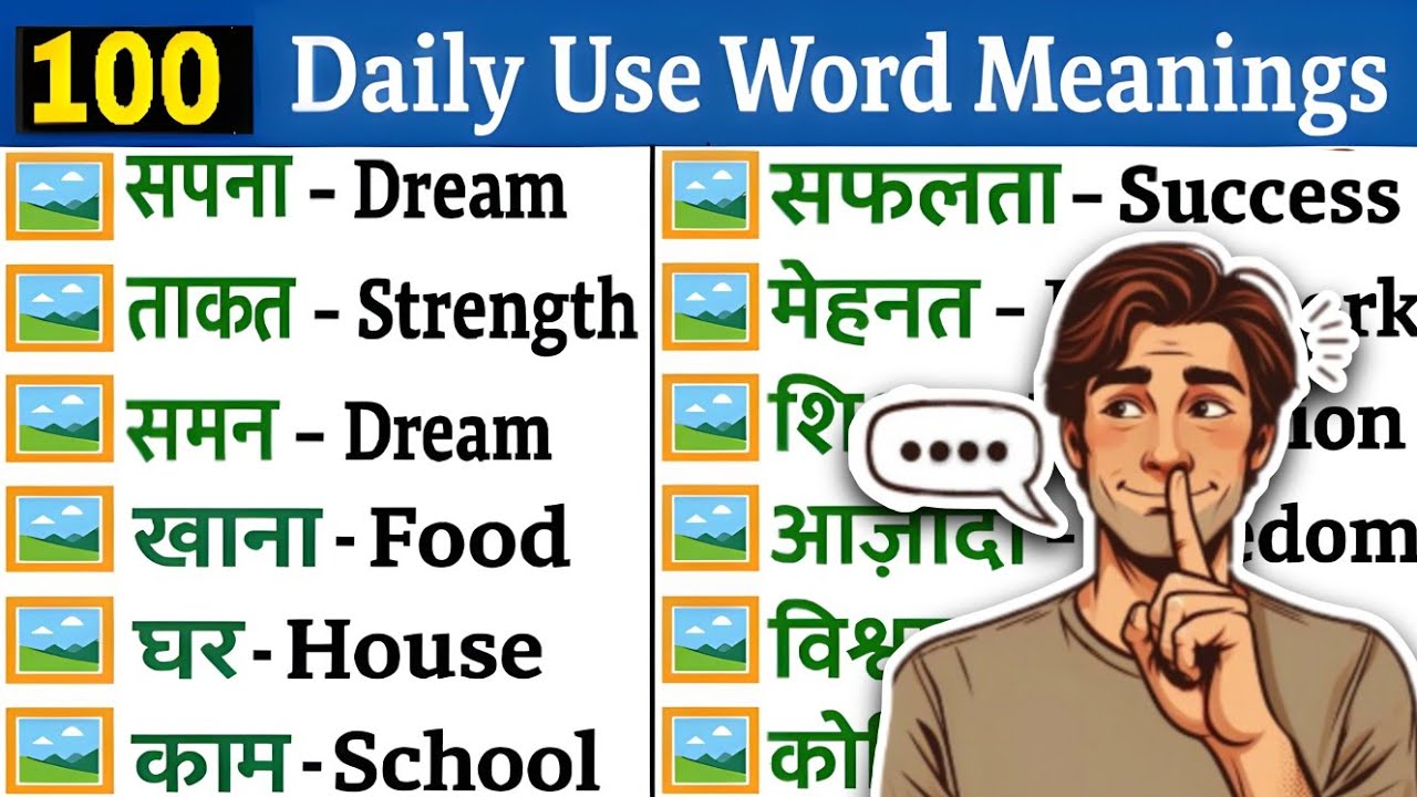 100 word meaning | basic word meaning | word meaning english to hindi | word meaning