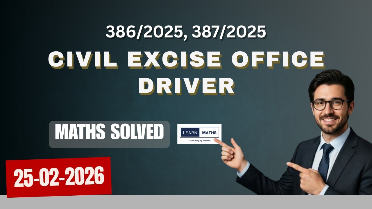 Civil Excise Office Driver Maths explained #civil #excise #driver #maths #explanation #psc