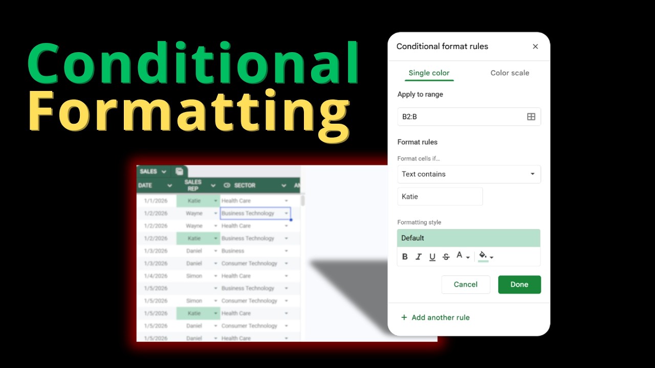 Learn Conditional Formatting: Color Coding Google Sheets
