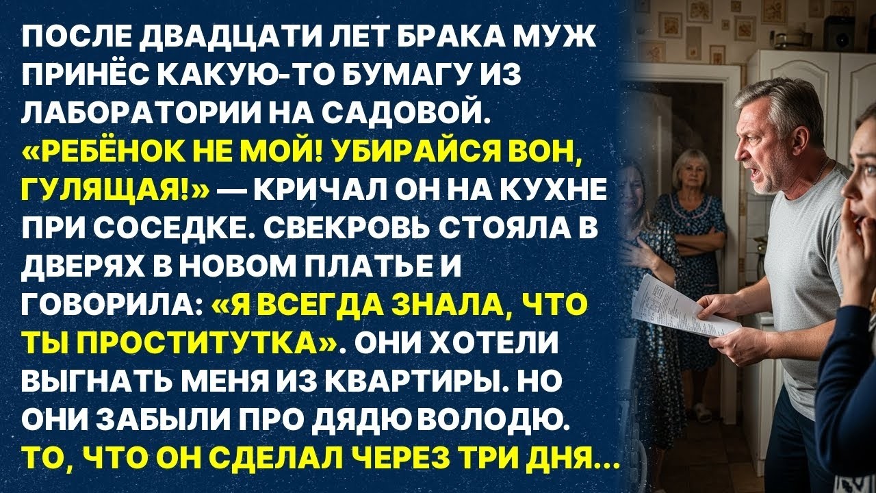 Муж принёс поддельный тест ДНК и выгнал меня из дома, но он забыл про дядю Володю