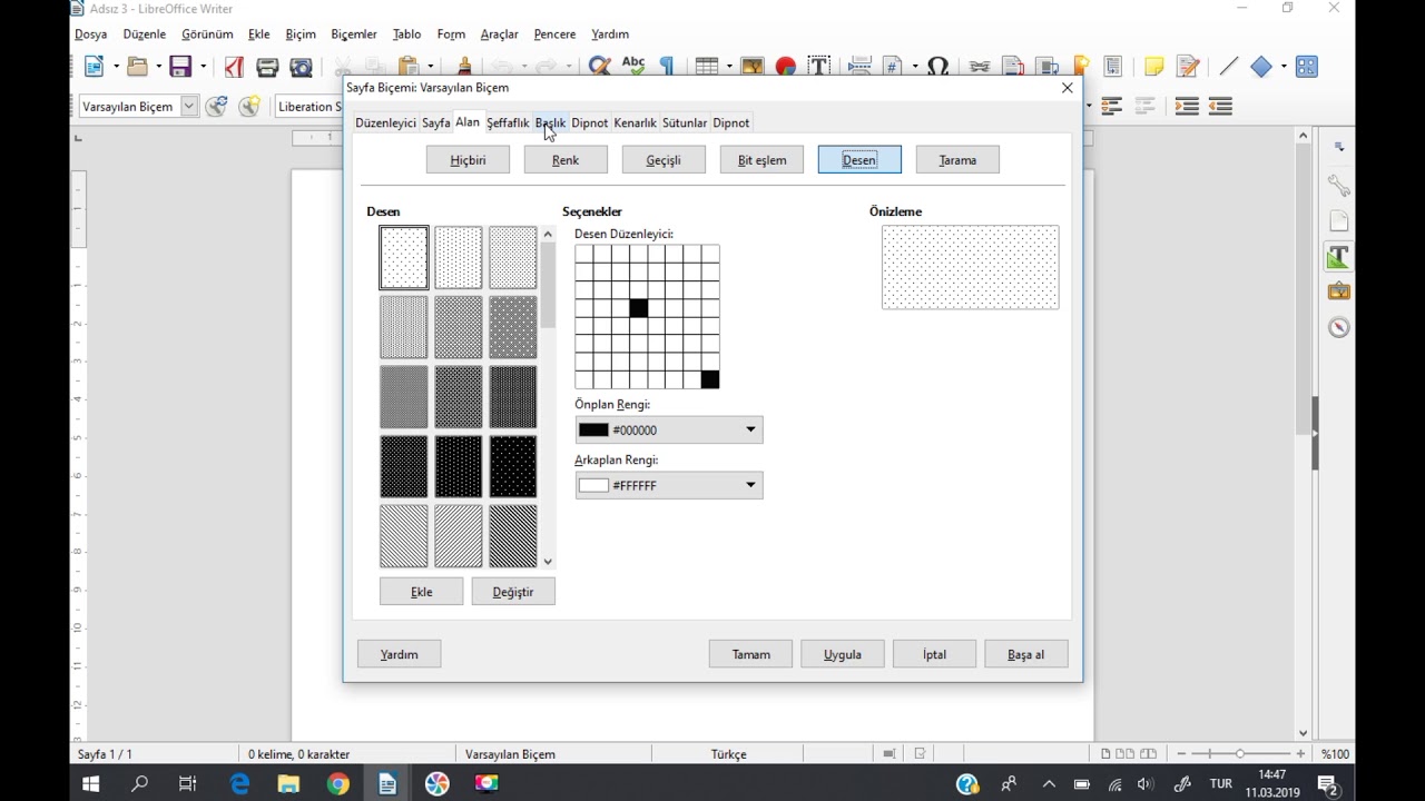 Libre Office Writer   Sayfa Düzeni Ayarları
