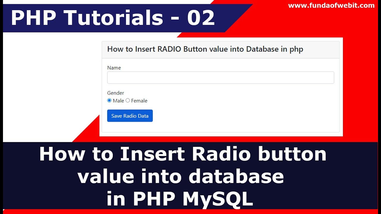 How to Insert Radio button value into database in PHP MySQL | PHP Tutorials - 2