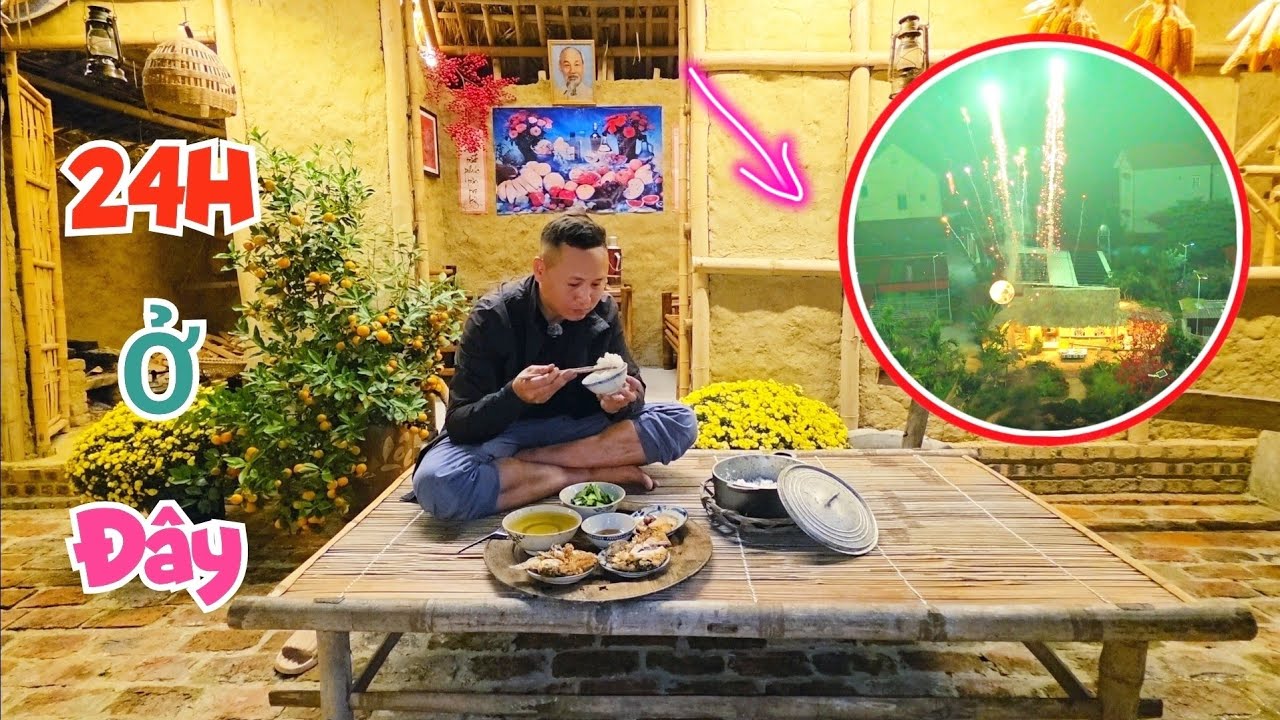 Thử Thách 24h Sống Ở Nhà Tranh Ăn Đồ Tự Kiếm Và Đốt Pháo Hoa Đánh Thức Cả Làng / Quế Nghịch