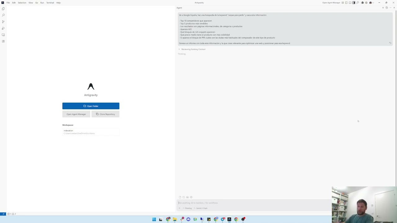 Analizando las SERPs con Antigravity