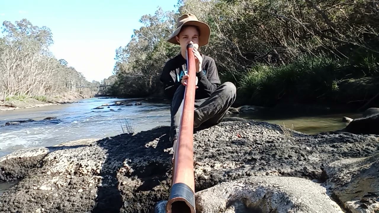 Playing On My Tristan O'Meara Didgeridoo By The Rapids, Key Of 440htz D