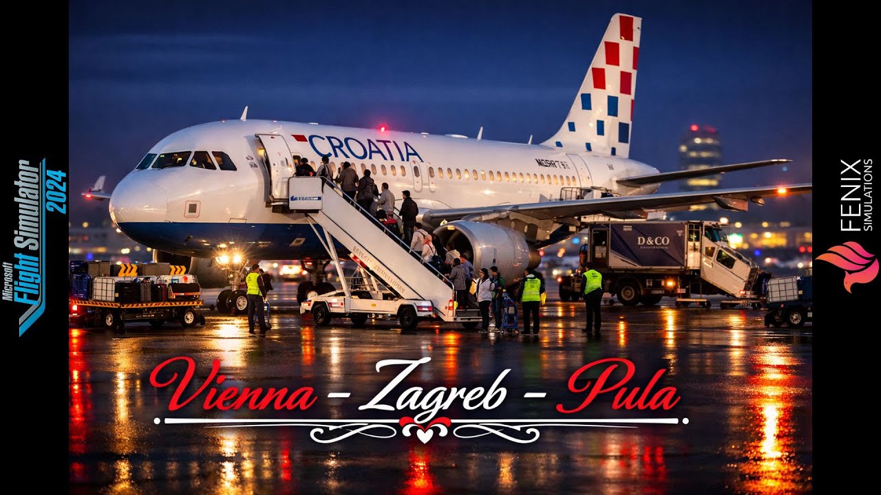 ✈️ Noćni let Vienna – Zagreb – Pula | Airbus A319 | MSFS 2024 Realistic Flight ✈️