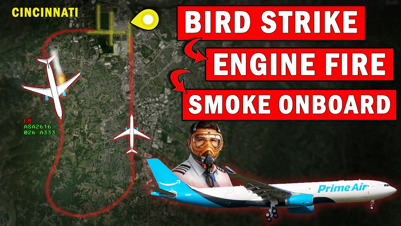 Bird Strike + Engine Fire + Smoke in Cockpit | EMERGENCY Return to Land