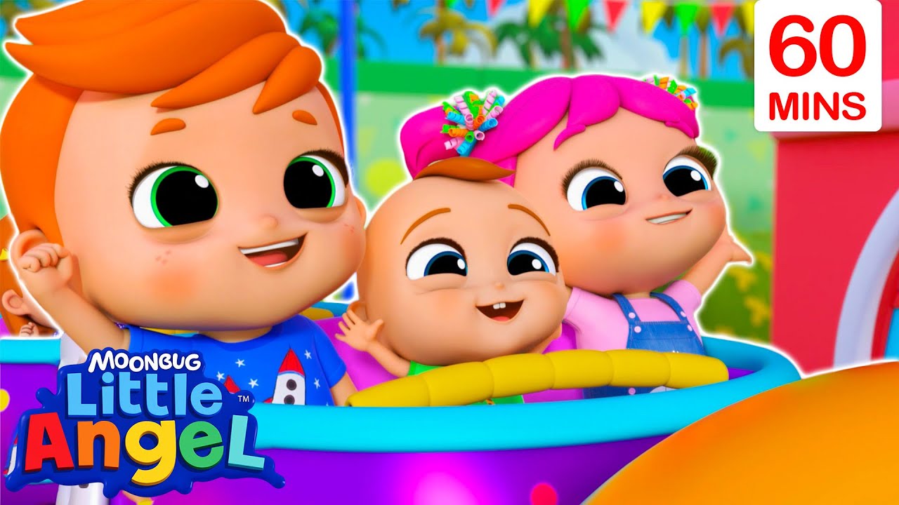Family Amusement Park Day Out 🎡 Bingo and Baby John | Little Angel Kids Songs | 1HR Compilation