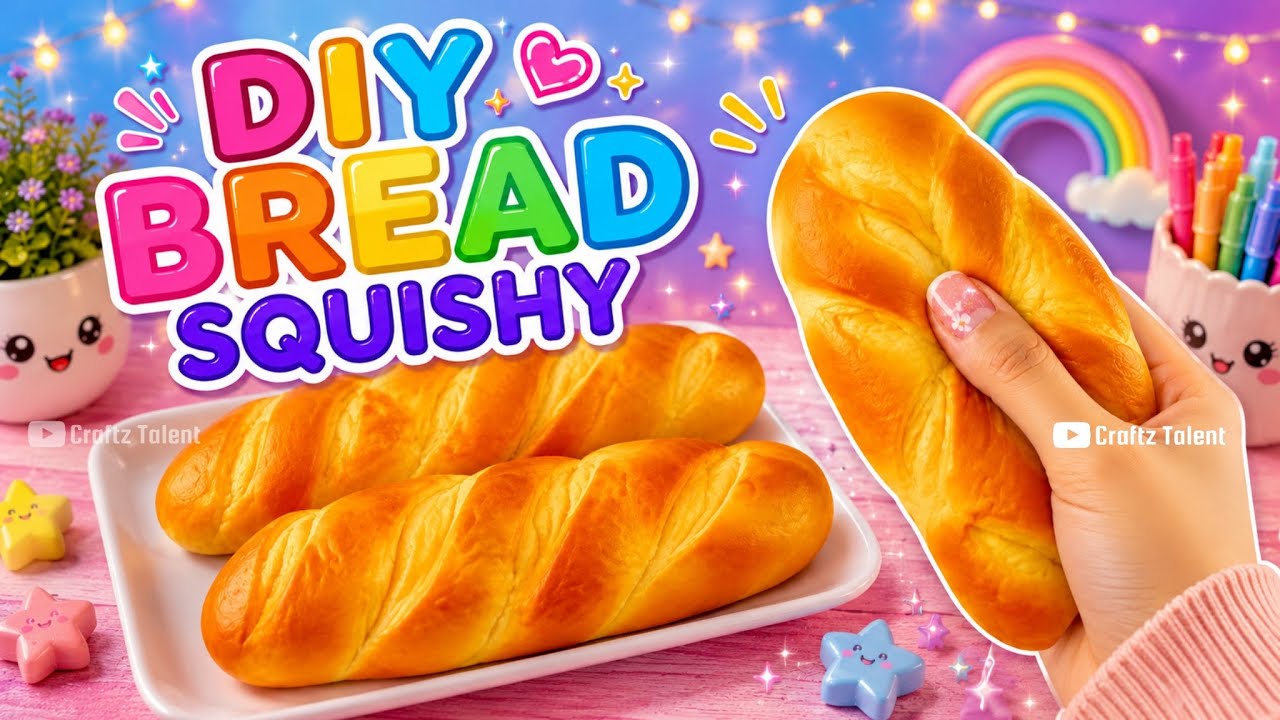 How to make viral Bread Squishy at home /Paper craft / Easy ideas /DIY school project/ art and craft
