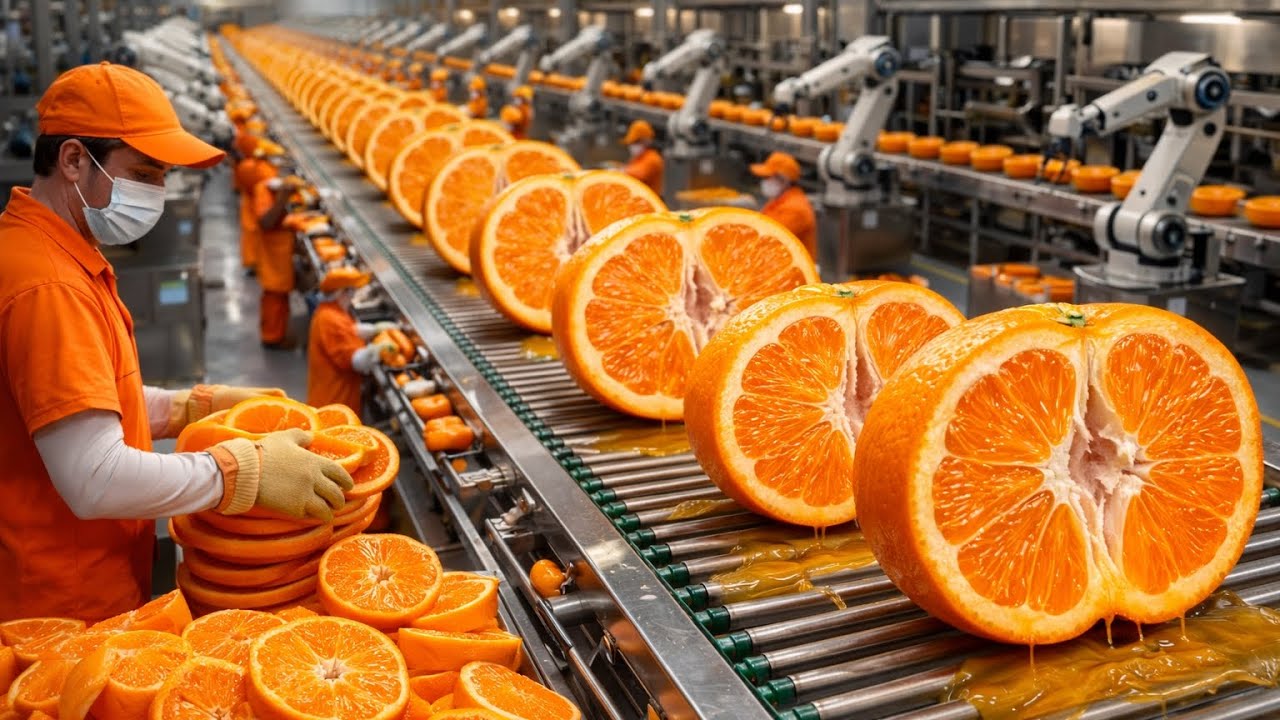 Así se procesa la mandarina en fábrica 🍊 | Proceso industrial completo | ASMR 4K