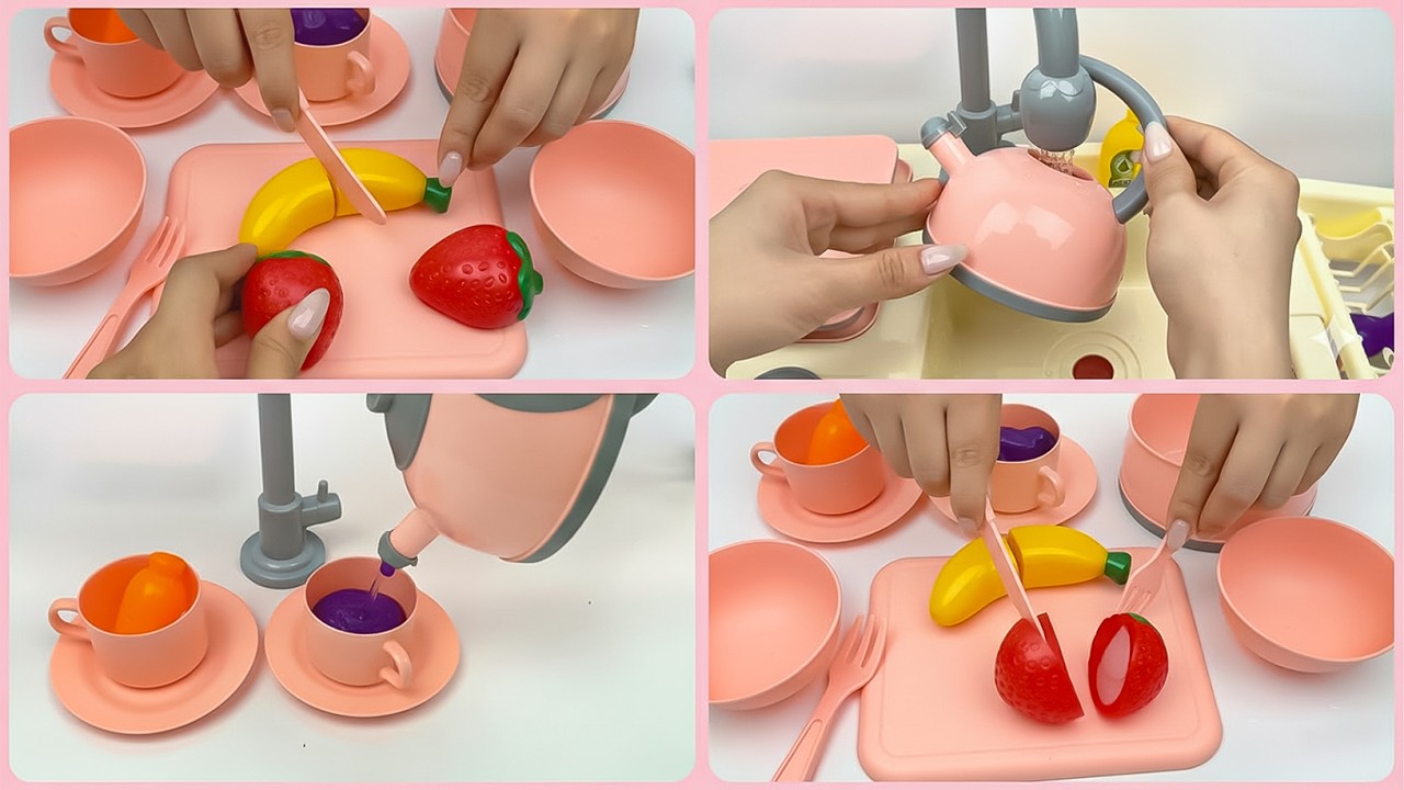 Kitchen Playset ASMR 🍓 Satisfying Toy Cooking Fruits & Drinks | No Talking Unboxing