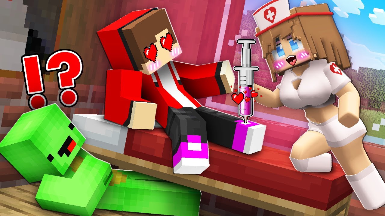 Mikey spies NURSE GIRL and JJ UNDER the BED in Minecraft - Maizen