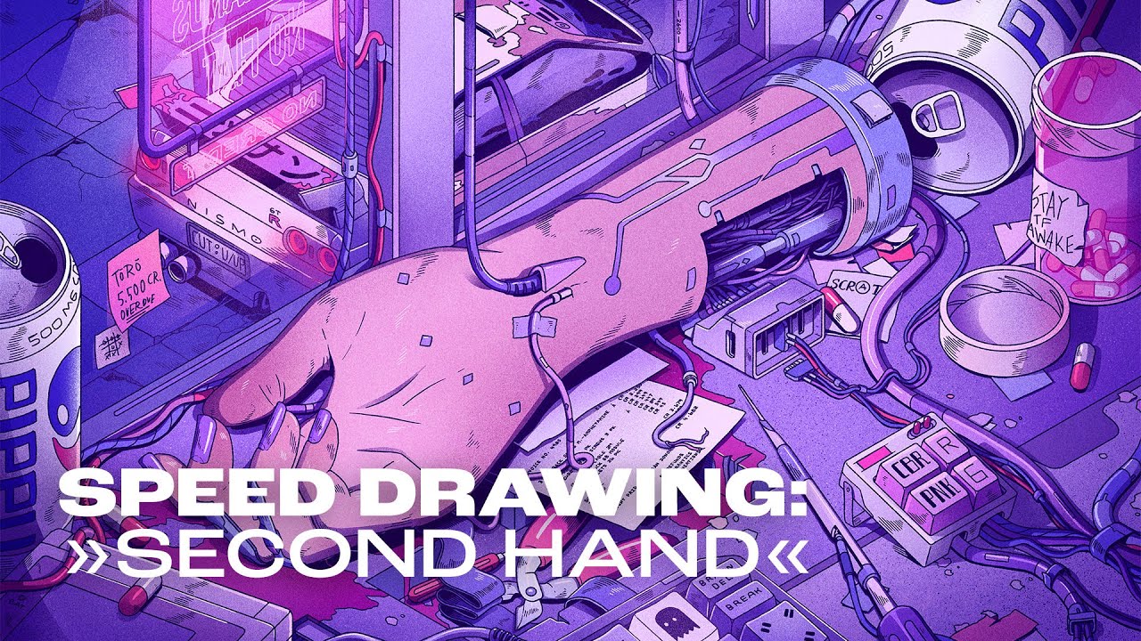 Second Hand - Cyberpunk art speedpainting / speed drawing in Procreate