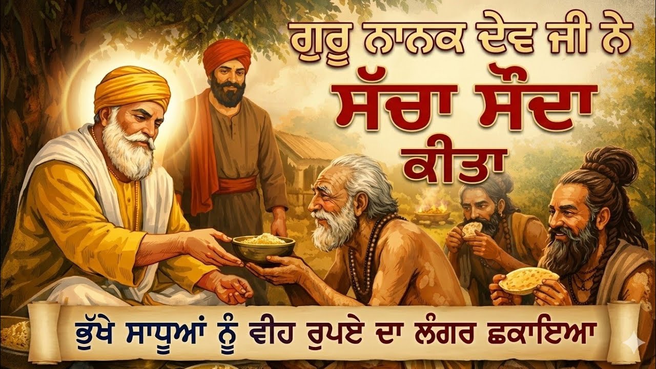 ਸੱਚਾ ਸੌਦਾ ਗੁਰੂ ਨਾਨਕ ਦੇਵ ਜੀ ਨੇ ਭੁੱਖੇ ਸਾਧੂਆਂ ਨੂੰ ਛਕਾਇਆ ਲੰਗਰ // Guru Nanak Dev ji di sidha nal gosti
