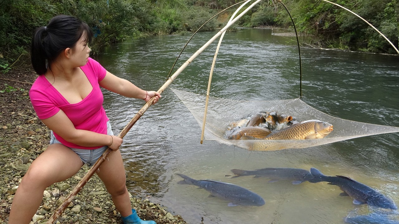How to Catch Big Fish: Traditional Fishing with Nets, Proven Fishing Tips, Harvesting Many Big Fish