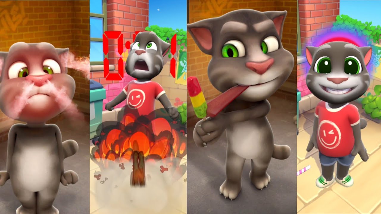 Talking Tom 2010 vs 2025 all foods comparison 
