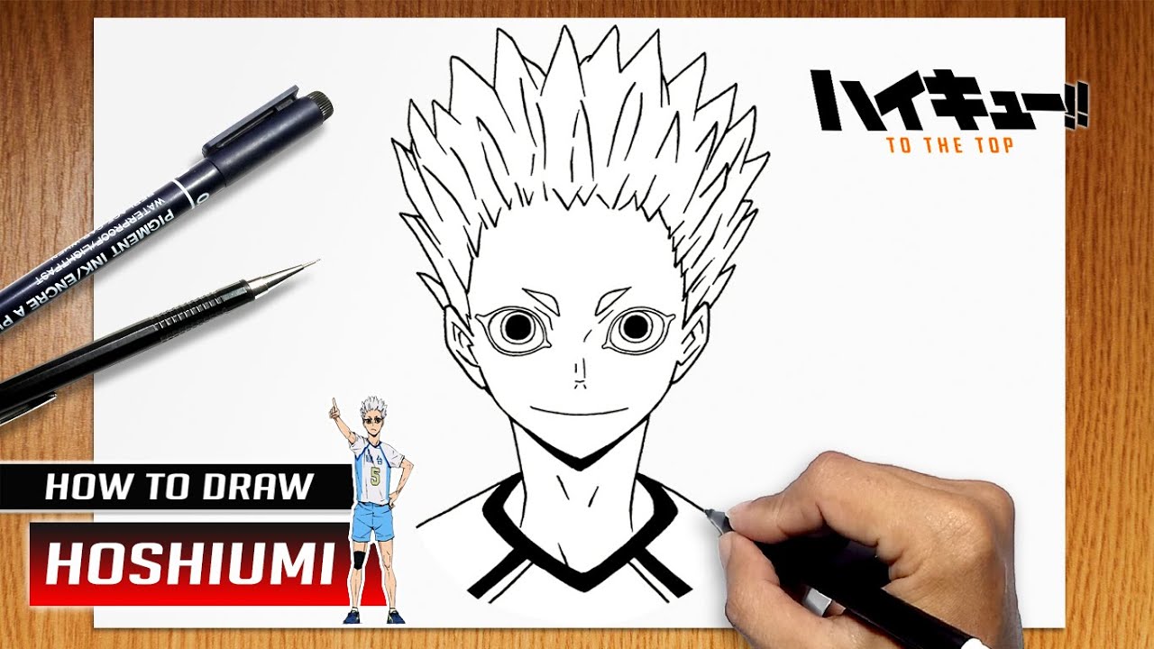 How to draw Hoshiumi Kourai from Haikyuu to the top