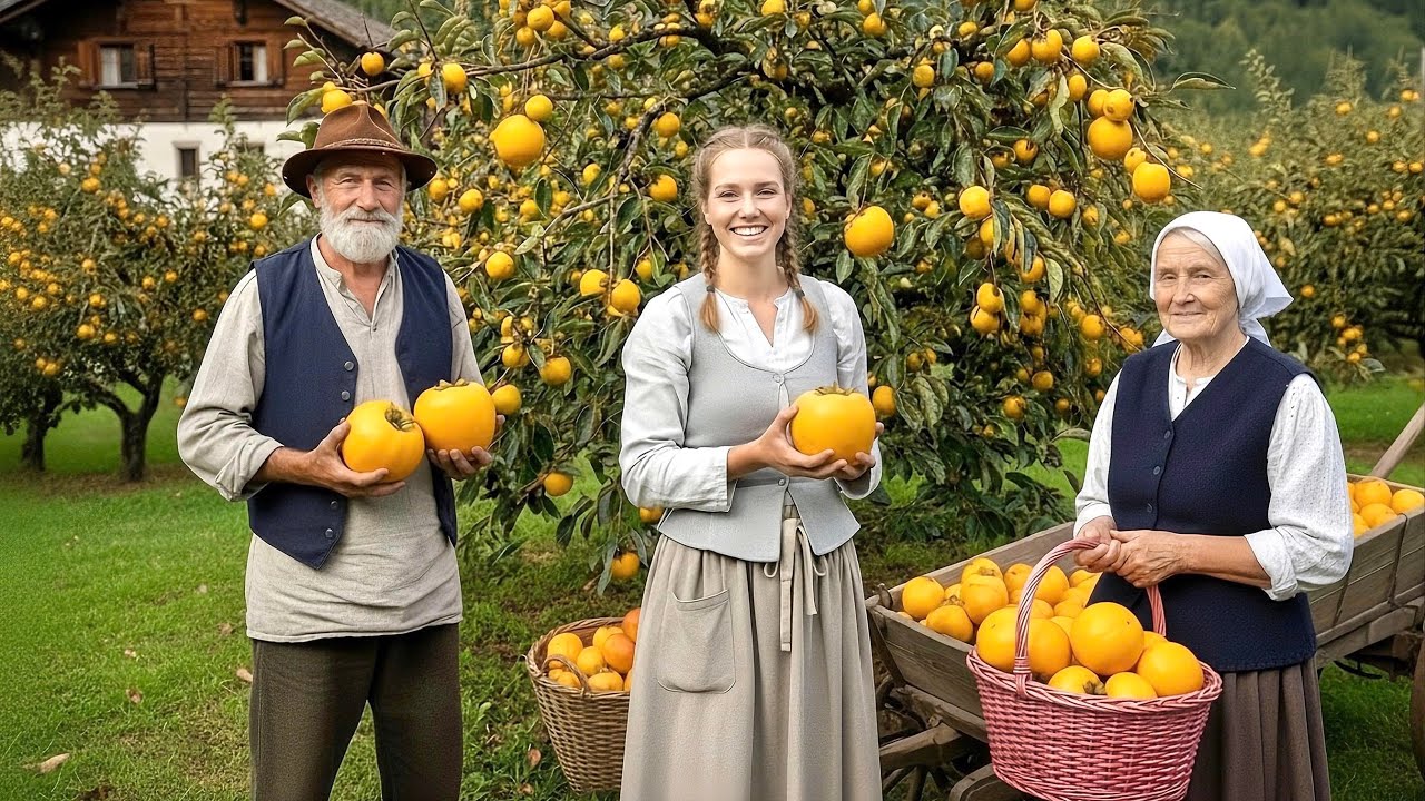 The Most Peaceful Village on Earth | Harvesting Ripe  Fruit Laden Persimmon Trees