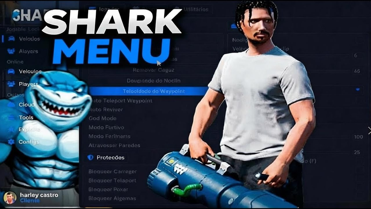 MOSTRANDO TODAS FUN&Ccedil;&Otilde;ES DO SHARK MENU MELHOR MOD MENU DO FIVEM? 🔥🦈