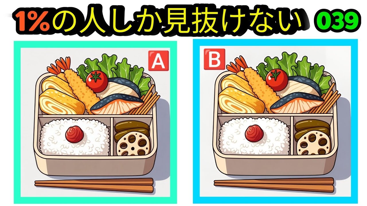 1️⃣ 1%の人しか見抜けない！弁当の間違い探し🍱【AとBの違いを見つけて】 #039