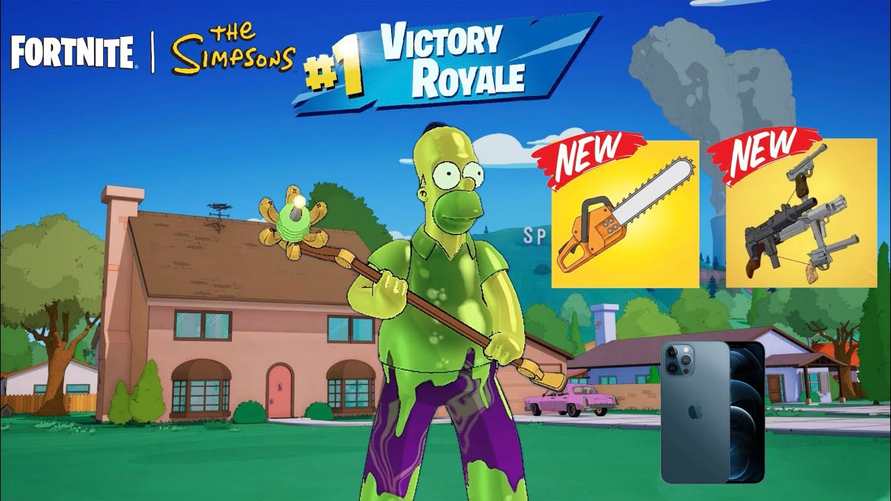 🔥IPHONE 12 A 60 FPS Fortnite Mobile | PROBANDO LAS NUEVAS ARMAS EN LOS SIMPSONS 🟡