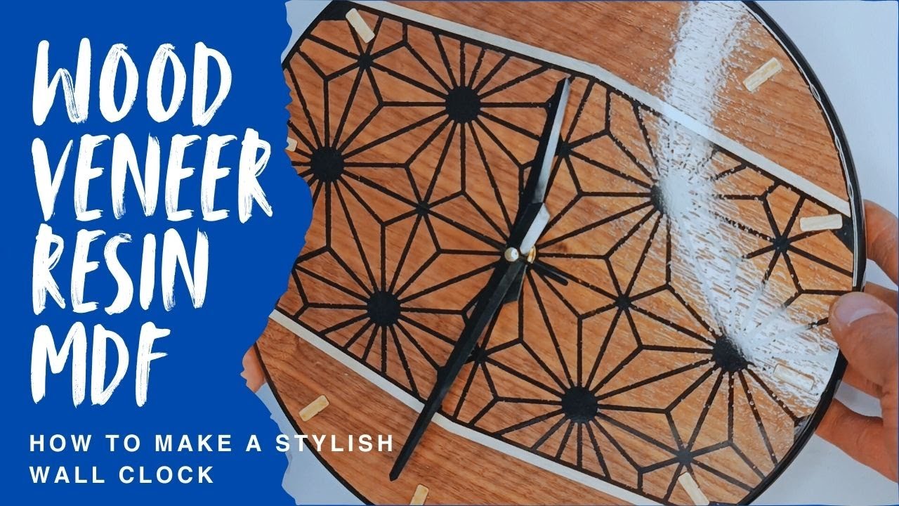 Geometric Wall Clock With MDF, Wood Veneer & Epoxy Resin | Woodworking