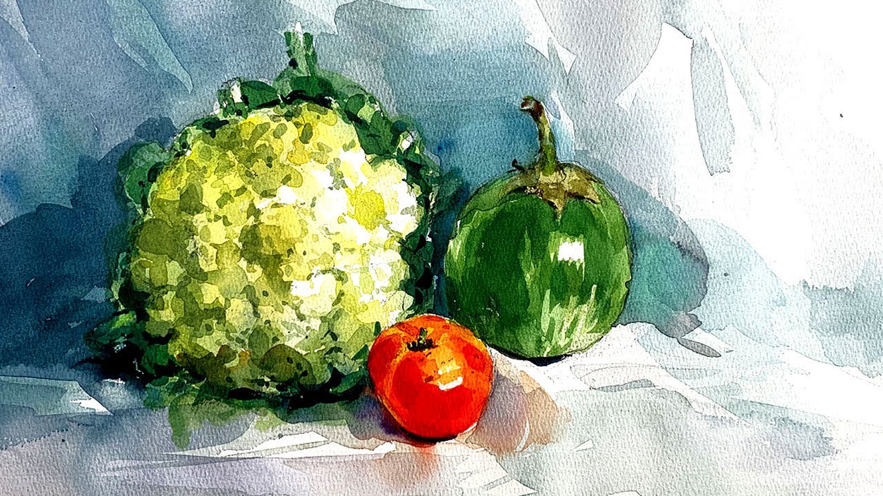 How To Draw Vegetable Watercolour Tutorial | Still Life Watercolor Painting Demo Shahanoor Mamun
