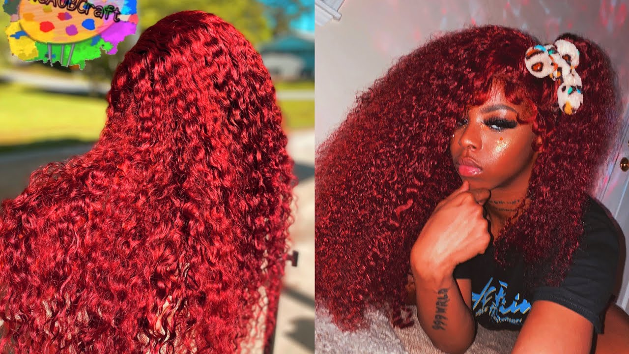 Deep Cherry Berry Red Craft | Bleaching Wig from Black to Red 🍒 (Bleach Bath Method)