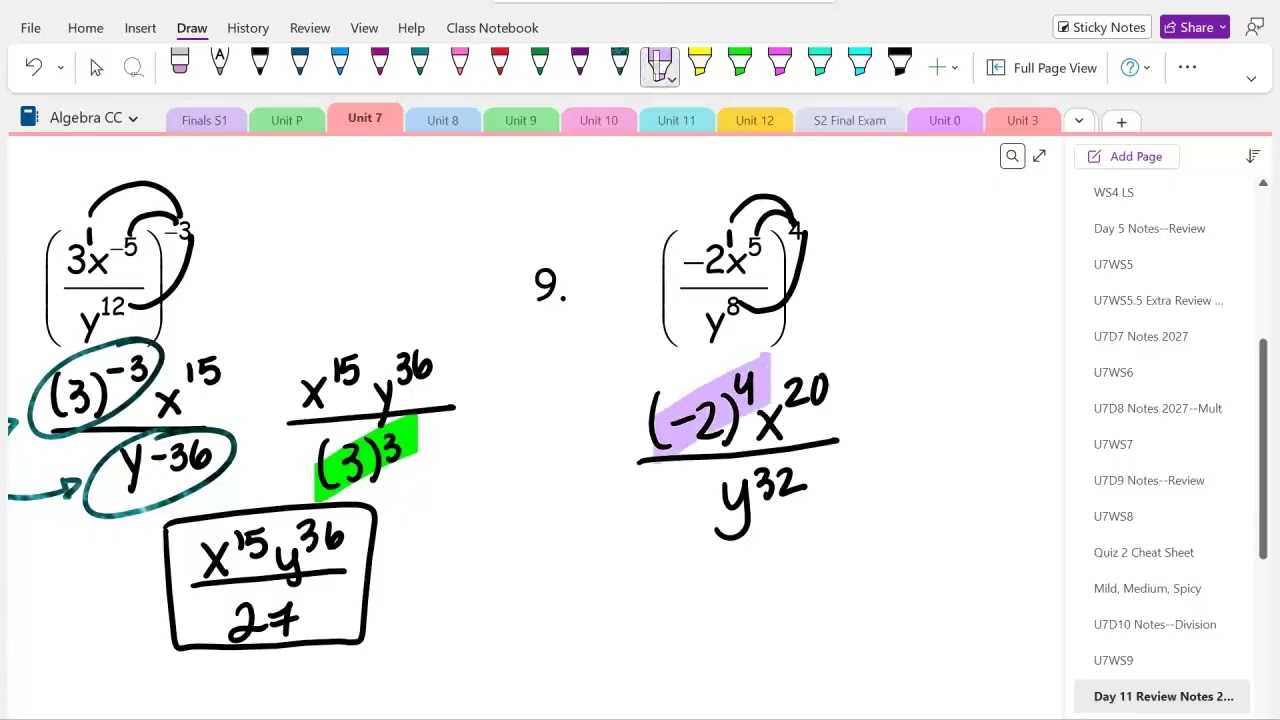 U7 Day 11 Quiz Review Notes
