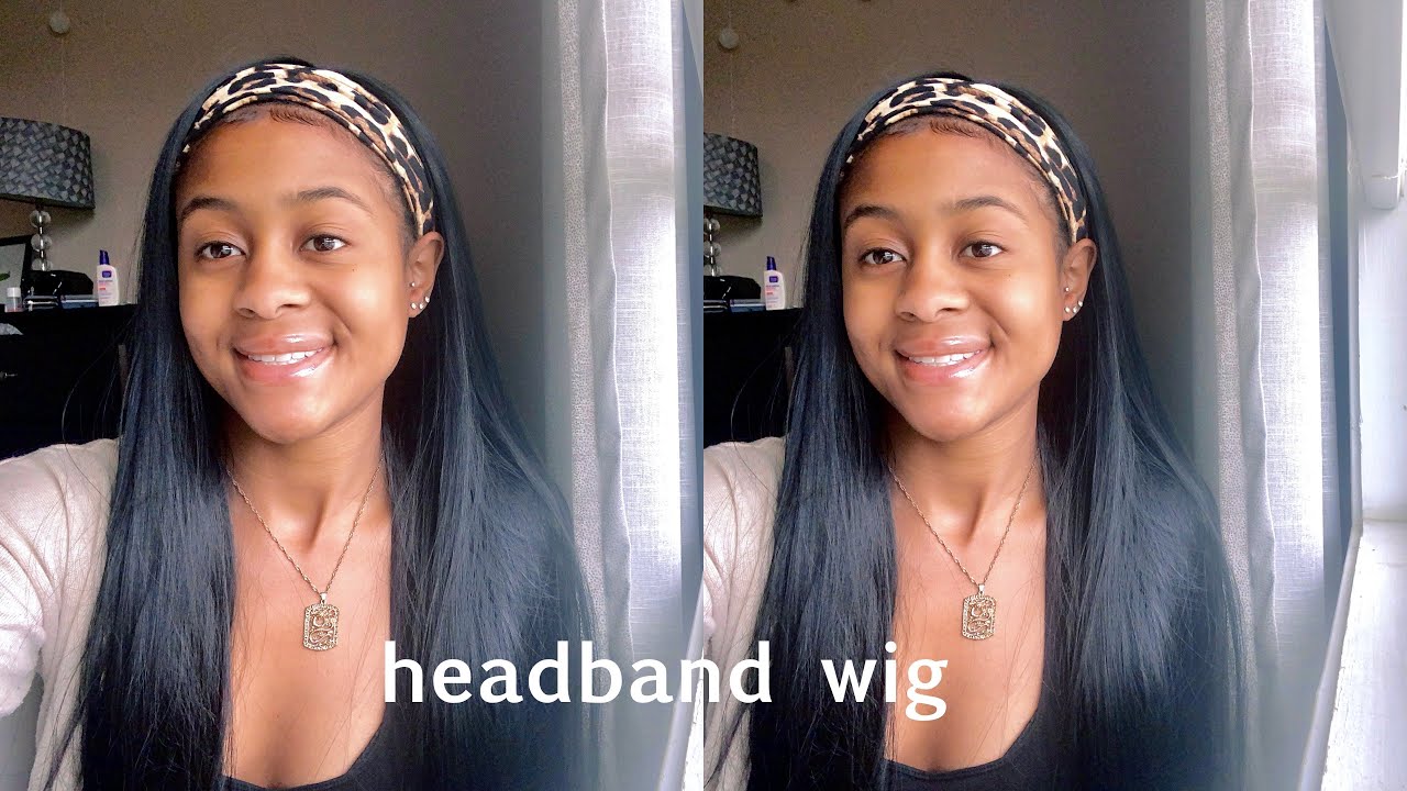 Trying on a affordable Amazon headband wig $18 synthetic wig | Liv Alene